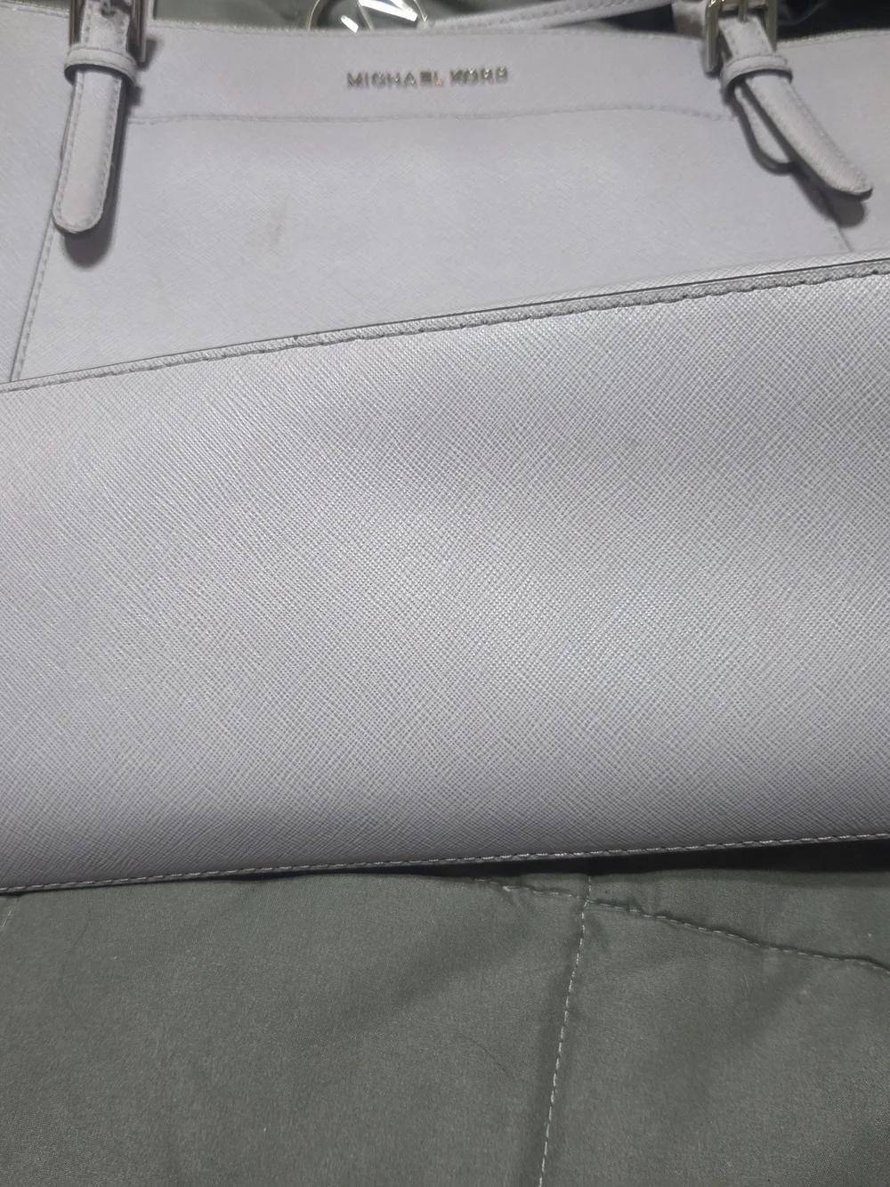 Michael Kors Lavender  Leather Tote with Silver MK Charm